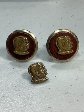 vintage spartan warrior cuff links and tie pin